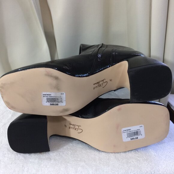 NEW Sam Edelman Boots Circus NY Heeled Black Full Zipper Faux Leather - Picture 6 of 8